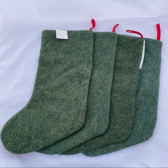 4 Green Embellished Santa Christmas Stockings, Christmas Socks, Xmas Stocking - Picture 4 of 7